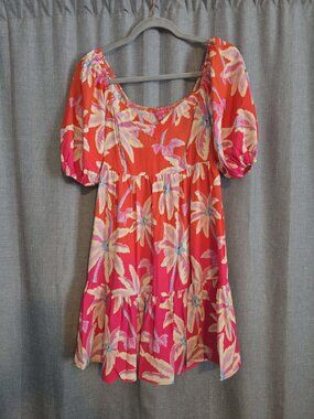 Flying Tomato Tropical Pink/Orange Floral Dress